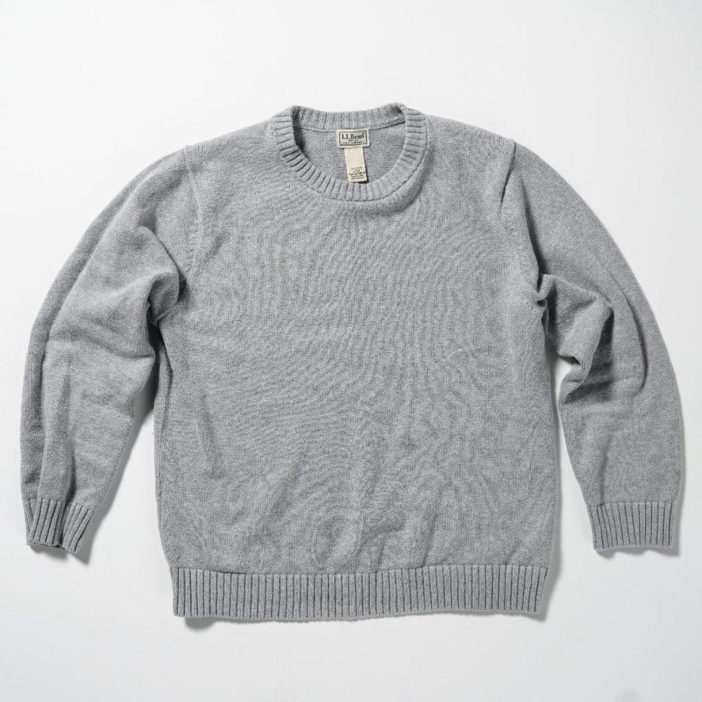 Think & Cozy Gray Knit L.L. Bean Crewneck Sweater